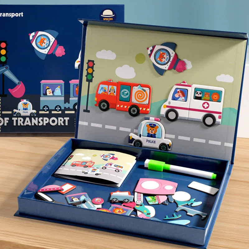 

Children's Multifunctional Magnetic Puzzle Early Education Figure Animal Dress-up Theme Puzzle Matching Toy