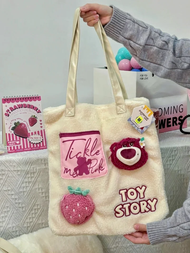 Potdemiel ディズニーイチゴクマ甘いステッチチップ風変わりなぬいぐるみショルダーバッグ大容量ガールズファッションバックパックギフト