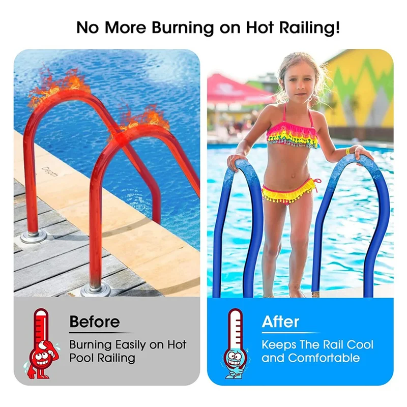 

ABFU-2X Pool Railing Covers Zippered Swimming Pool Handrail Covers-Hand Grip Rail Slip Cover For Inground Swimming Pool 6Ft