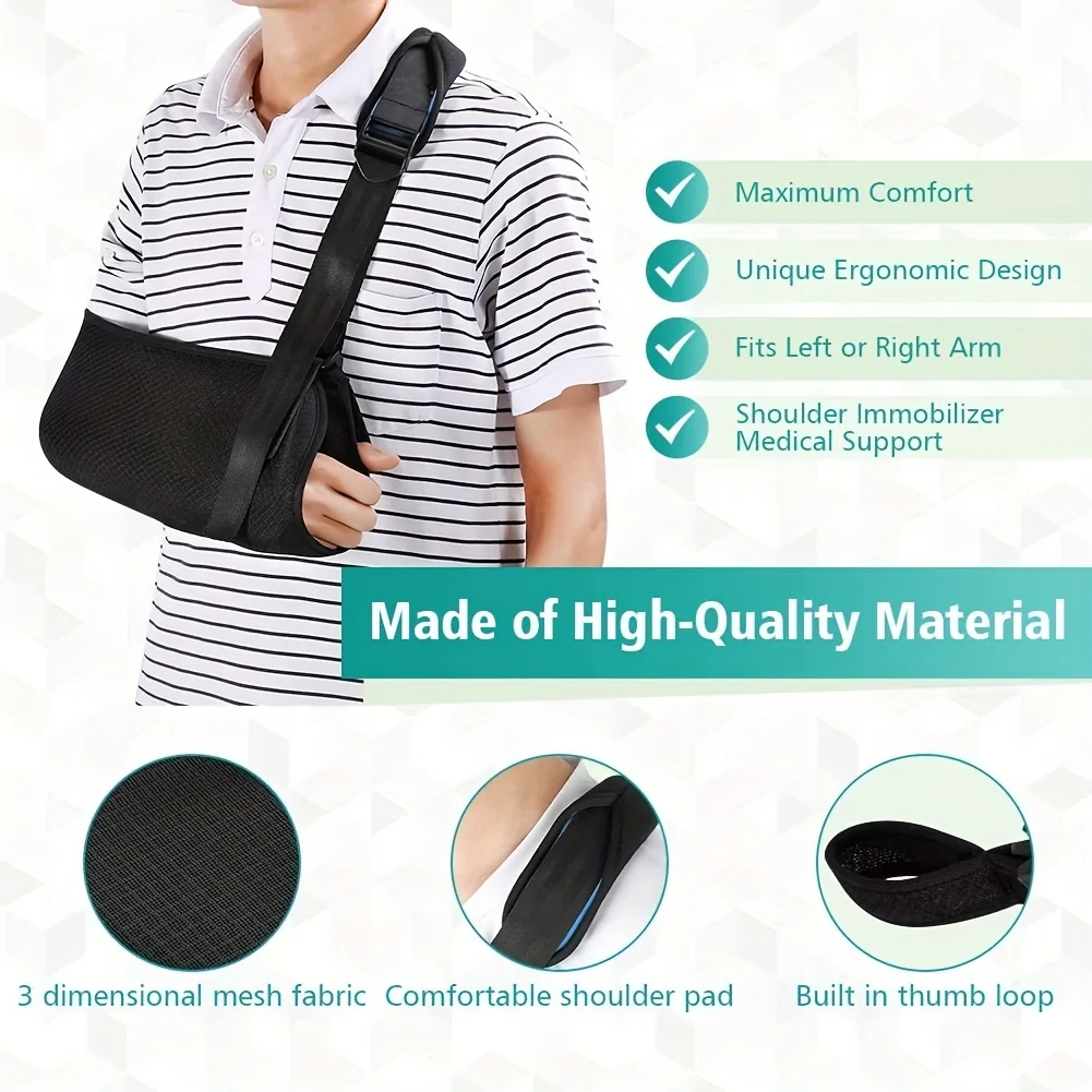 Arm Sling Support Belt, Adjustable Shoulder Wrist Elbow Sling Holder, With Thumb Ring And Belt