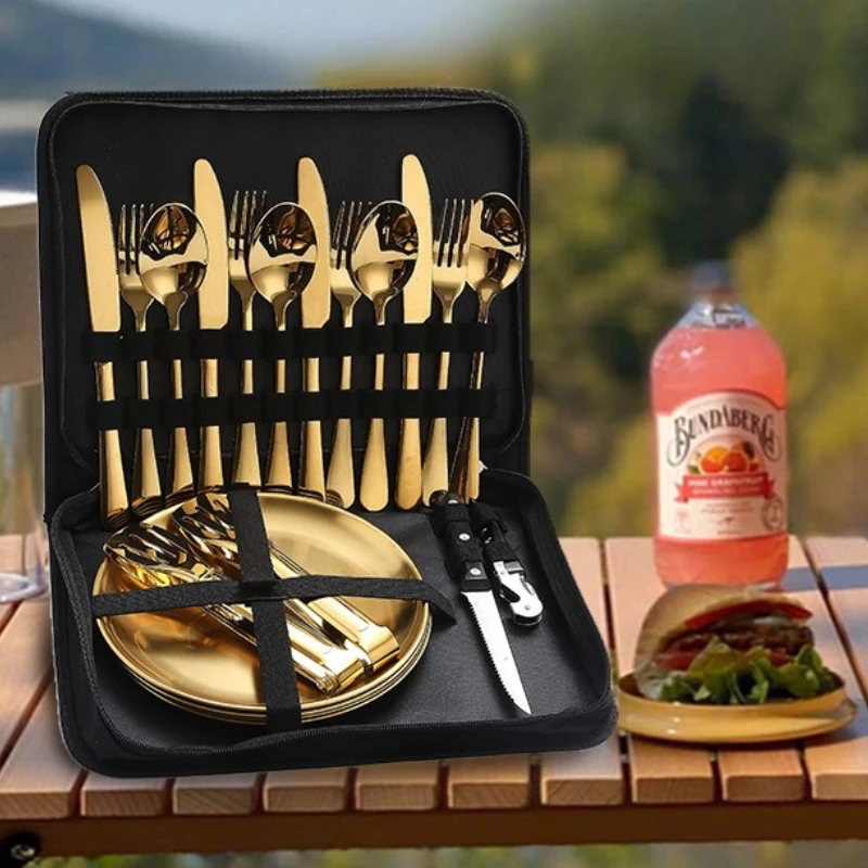 Juego de cubiertos de acero in - Camping Cooking And Eating Set reseña y precio