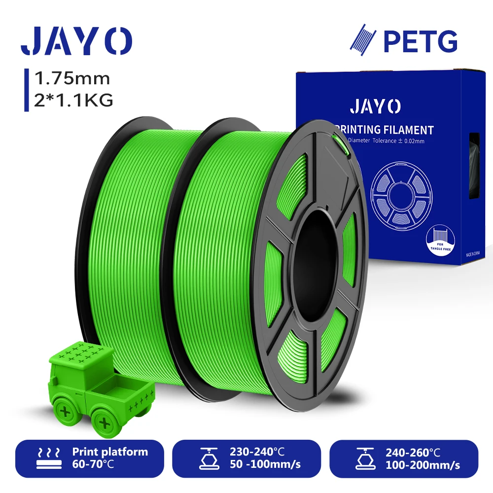 JAYO PETG & High Speed Matte PETG 3D Filament 1.75mm 30mm/s - 600mm/s Printbereik Hoge Flow Snelheid PETG Printer Filament voor 3D