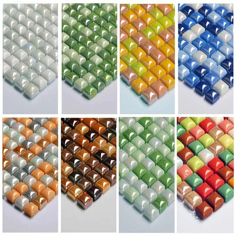 

2024 new Building Materials Glass Mosaic Pool TV background wall waist line hotel bathroom porch bathroom wall