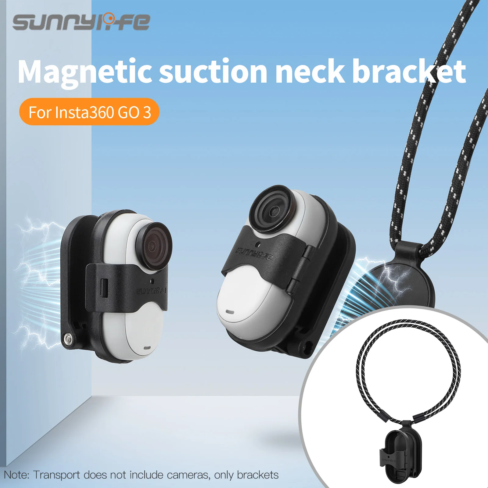 Sunnylife Magnetic Mount Stand with Lanyard For Insta360 GO 3 Quick Release Neck Strap Pendant Holder Action Camera Accessories