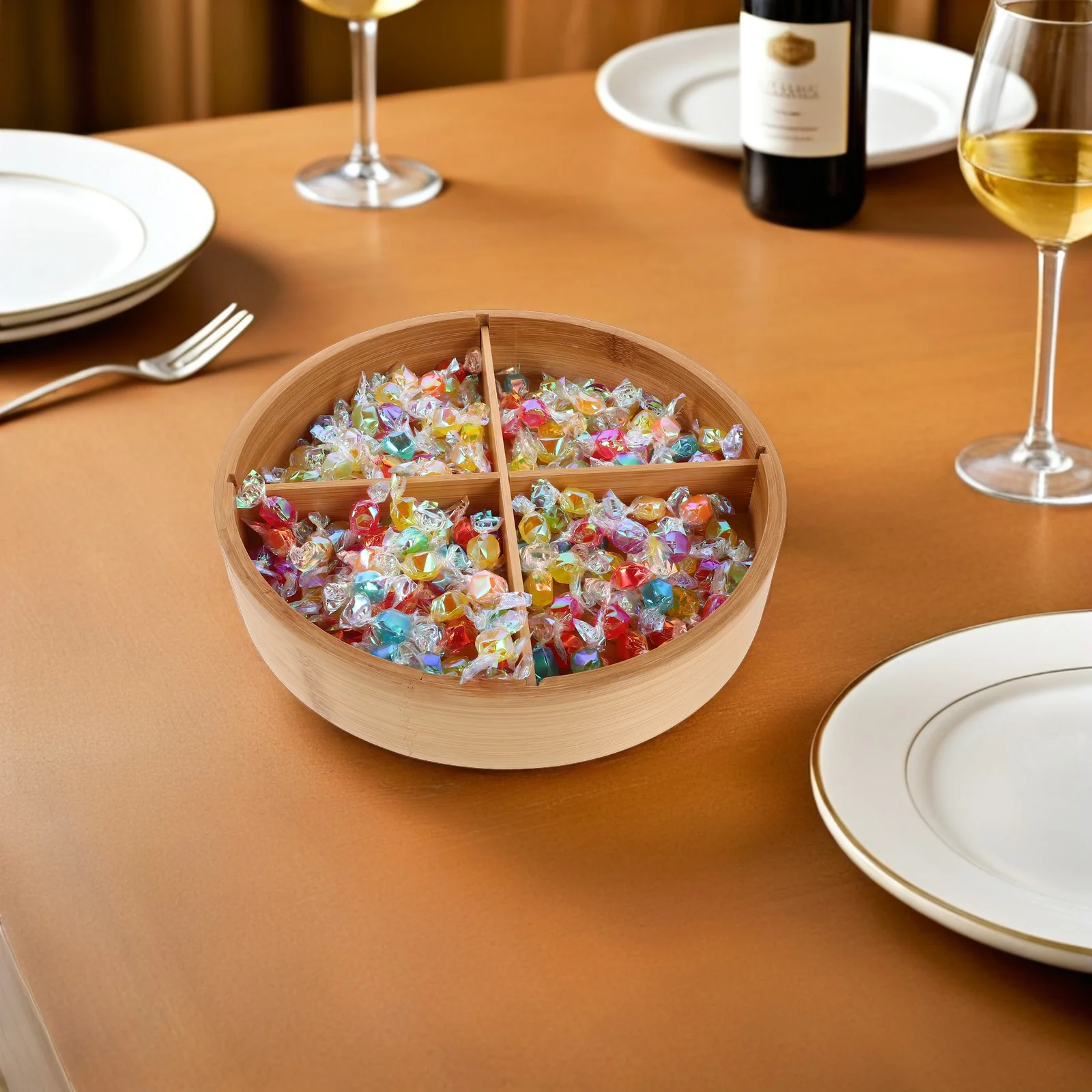 

Four Compartment Dry Fruit Tray Lid Nuts Storage Organizer Transparent Cover Clutter Living Area Fruit Bowl