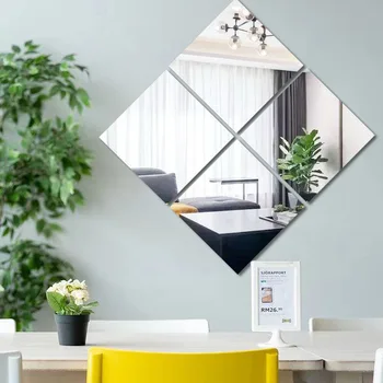 4/8PCS 3D Self-Adhesive Mirror Wall Stickers 20/30cm Flexible Acrylic Art Decor for…