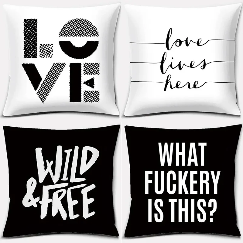 Black and White Style Decorative Pillowcase Car Ornaments Office Living Room Sofa Home Pillowcase