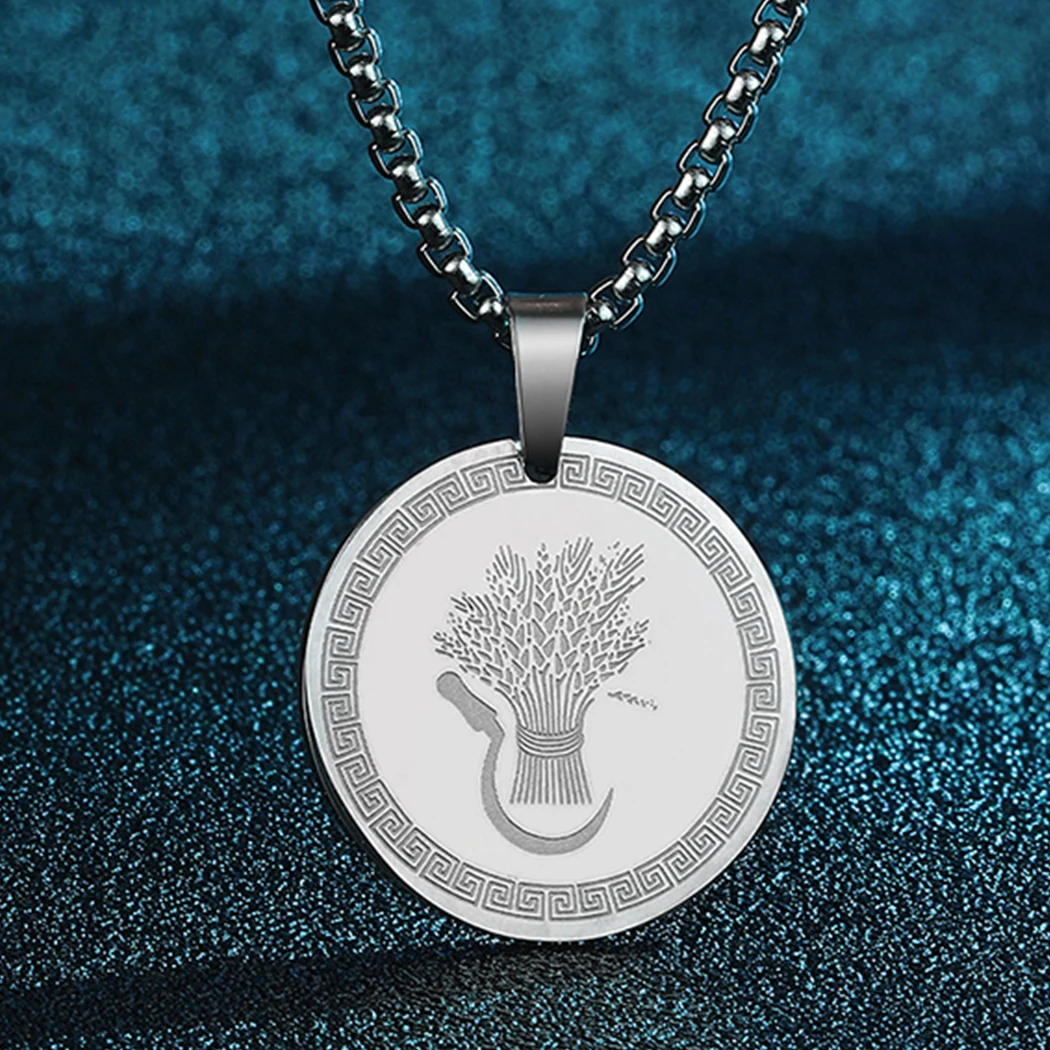 Ancient Greek Myth Symbols of the Goddess Demeter Pendant Necklace Women Men Stainless Steel Goddess of Agriculture Charm Chain