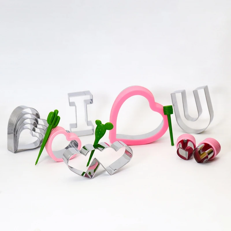 15 Pieces Heart Cookie Cutter Kit 9 Sizes Heart Shaped Cookie Cutter, Stainless Steel Valentine Cookie Cutter Kit