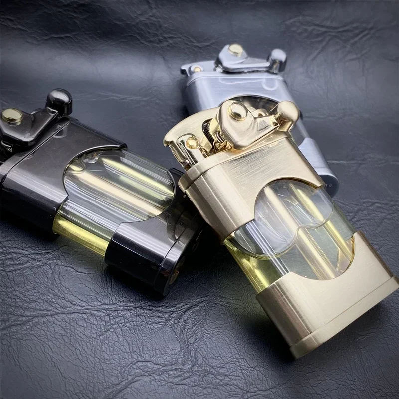 ZORRO Original Windproof Metal Kerosene Lighter Transparent Fuel Tank Creative Retro Flint Oil Lighter Smoking Accessories Gift