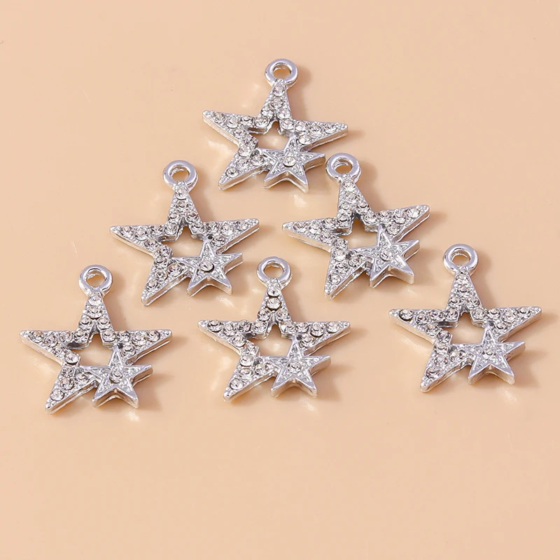 20 Stück 17 x 19 mm niedliche Kristalllegierung Stern Charms Anhänger für Schmuckherstellung Tropfen Ohrringe Halsketten Armband DIY Bastelzubehör – Detail 5