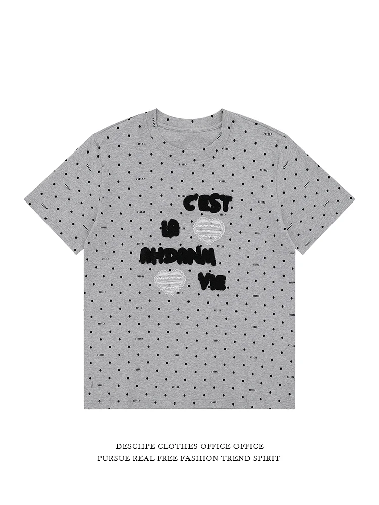 Deschpe American Retro Polka Dot Embroidered Lace Short Sleeve T-Shirt: Der perfekte Sommer-Top für jeden Anlass?