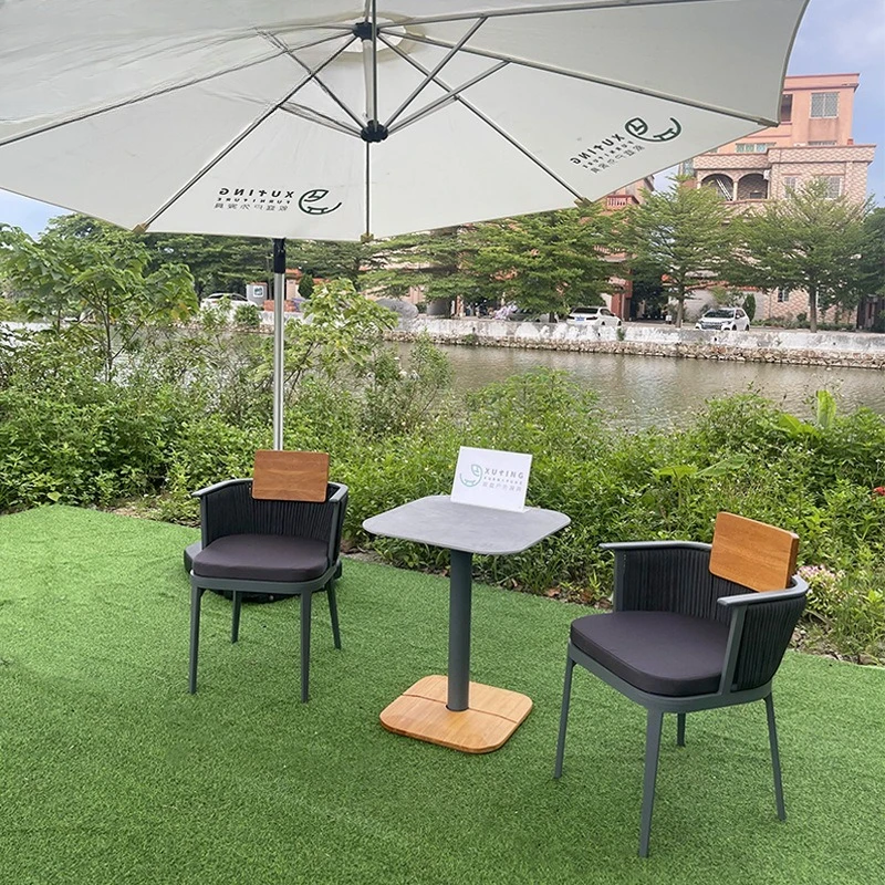 

Outdoor Garden Courtyard Leisure Table and Chair Combination Cafe Bar Hotel Rattan Waterproof Sunscreen Single Chair Furniture