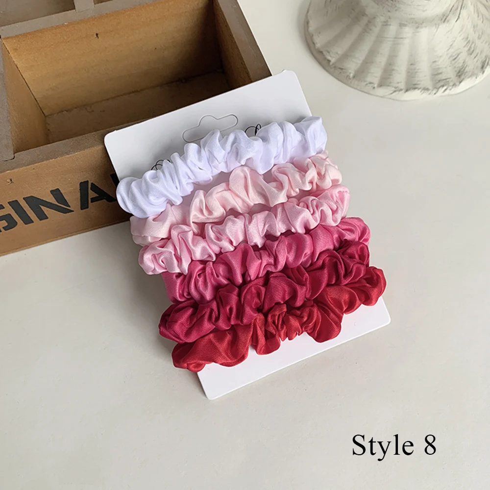 Simple DIY Hair Accessories 6Pcs/Set Ponytail Holder Hair Rope Silky Satin Hair Scrunchies Set Matte Small Intestine Hair Ring