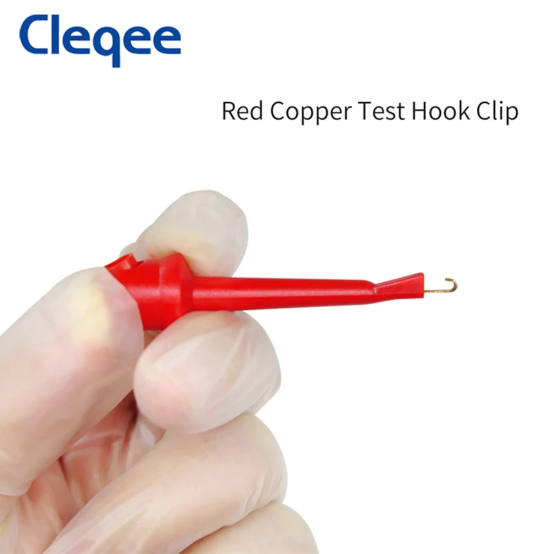 Cleqee P1308B-3 2 pces 4mm empilhável banana plug para teste gancho clipe teste leva cabo 100cm fio elétrico minigrabber conector