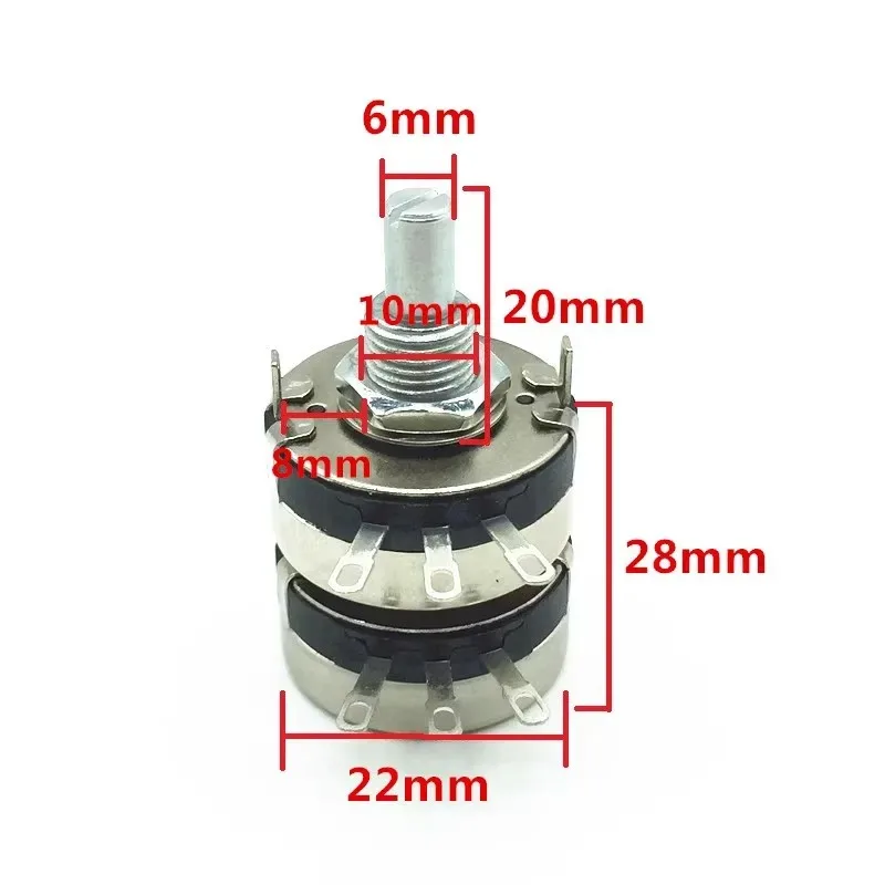 1 pz, potenziometro a doppio strato con film di carbonio ad anello singolo, WTH118-2W 1A, 1K 2.2K 4.7K 10K 22K 47K 100K 220K 470K 680K 1M,6Pin