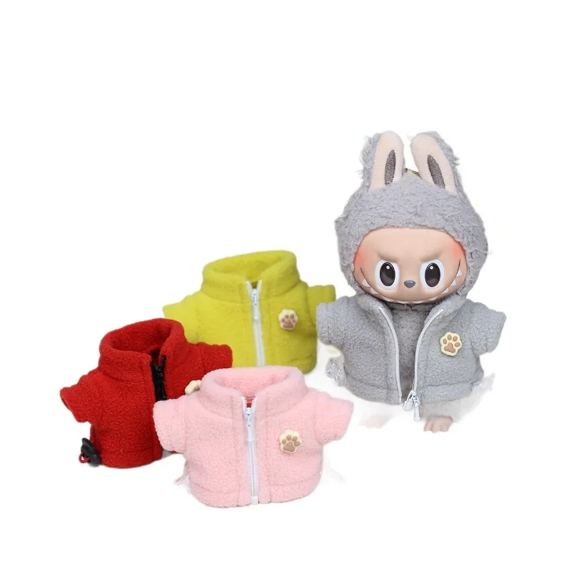 Adecuado para ropa de muñeca Labubu V1 V2 V3 de 17cm, abrigo cálido de invierno y ropa, accesorios Labubu, regalos festivos, sin muñeca