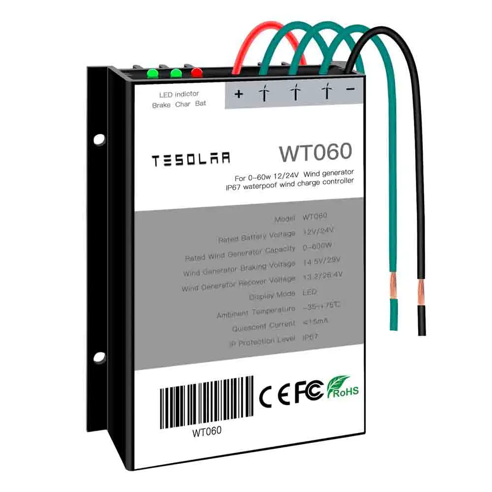 600W 12V 24V Auto IP67 Wind Turbine Generator Charge Discharge Controller Windmill Brake Regulator For 400W 600W Wind Generator