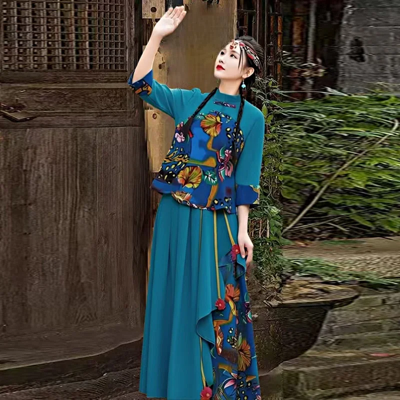 

2026 Spring New Cotton Linen Embroidered Printed Yao Ethnic Group Costume Guangxi Sanmen Ethnic Group Zhuang Ethnic Group ...