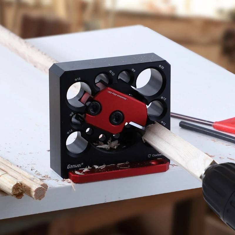 8-Holes Adjustable Dowel Maker Jig Woodworking Electric Drill Milling Dowel Maker Jig Aluminum Alloy Round Rod Auxiliary Tool  ﻿
