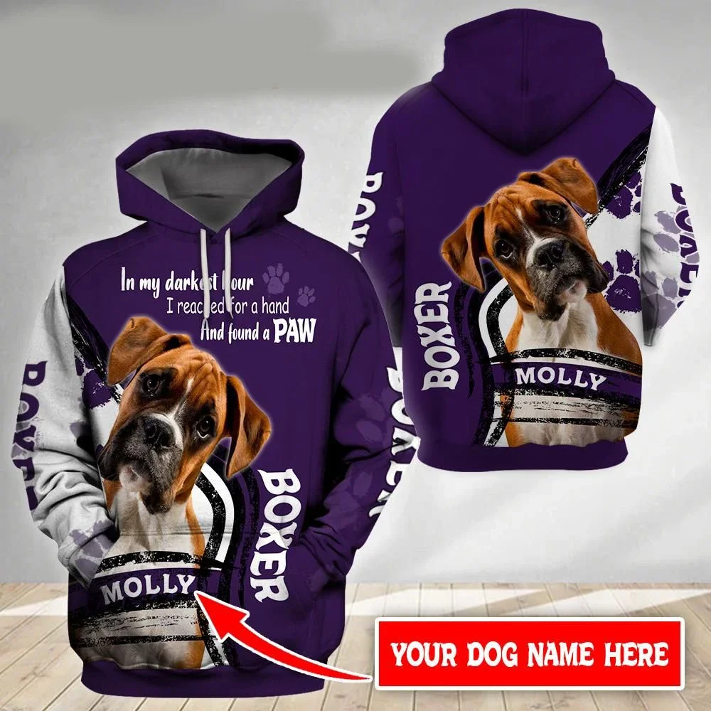 Boxer/Bulldog/Labrador Custom Name 3D Printed Hoodies Women For Men Pullovers Street Tracksuit Love Dog Gift
