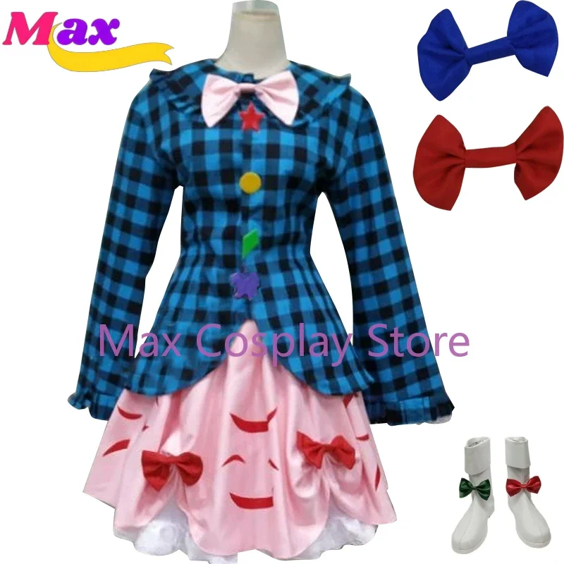 

wby2 Cos TouHou Hopeless Masquerade Hata no Kokoro Cosplay Dress Costume Halloween Full Set boots shoes Uniform clothing