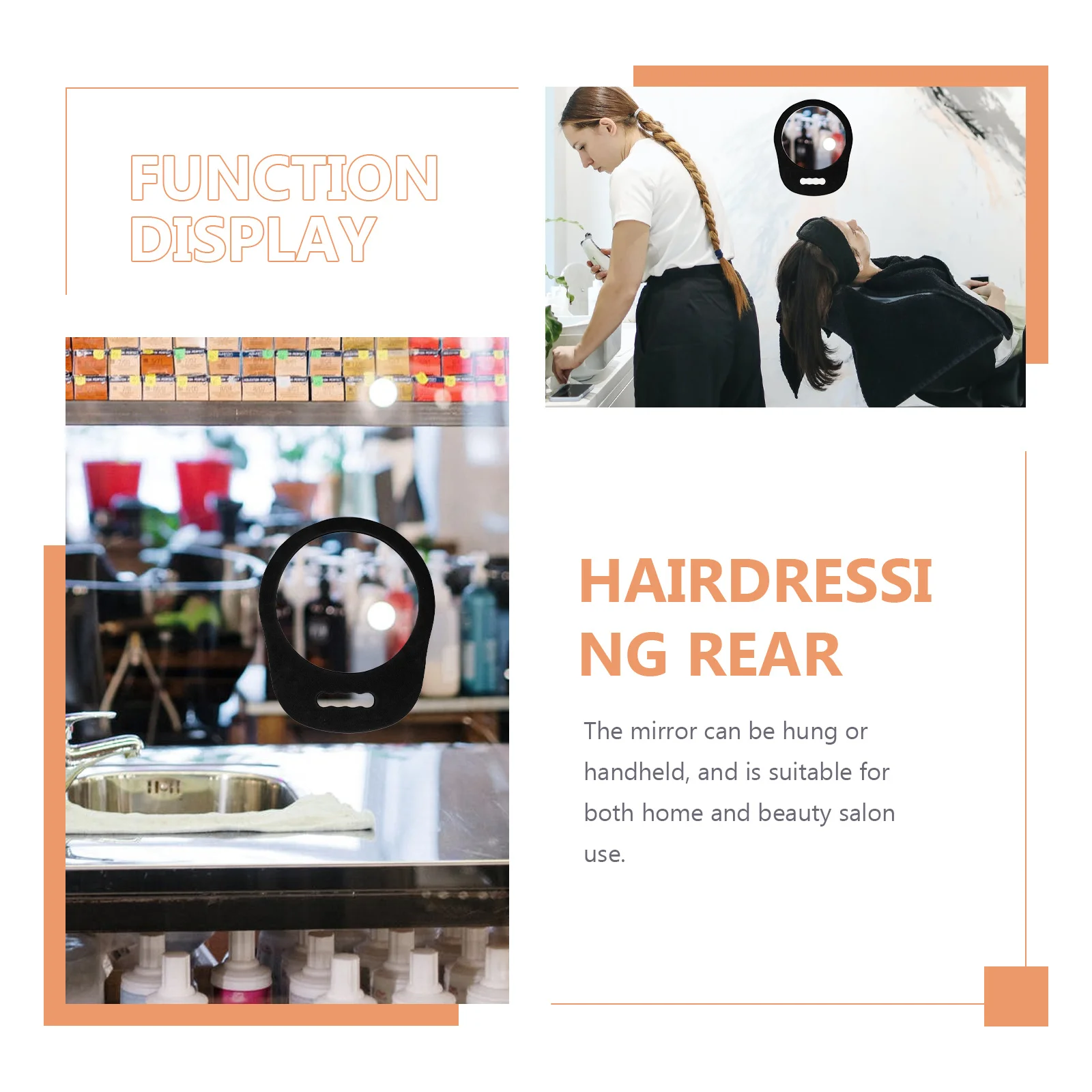 

Round Foams Mirror Handheld Hair Salon Check Tool with Clear Reflection for Travel Office Outdoor Makeup Artists