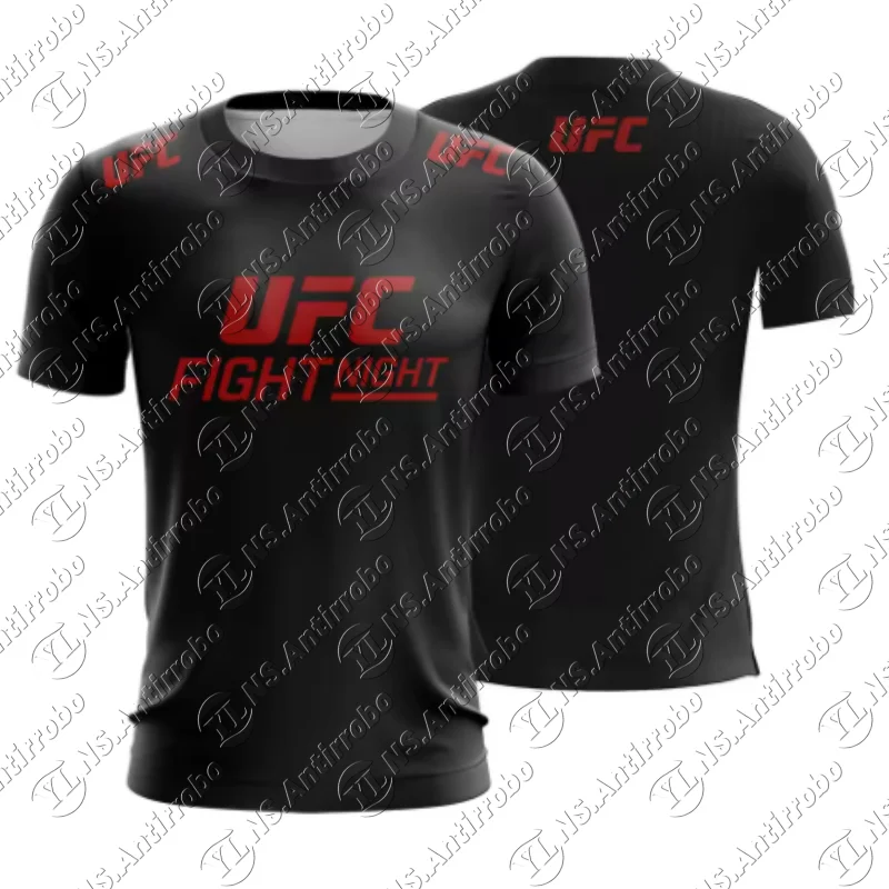 

Men Fashion UFC FIGHT NIGHT Sportwear T Shirt Fitness Short Sleeve Jersey Training Jogging Shirts Gym Workout Black Tops Tees