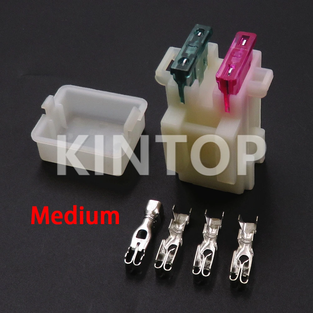 1 Set 2way Fuse Box for Standard Fuse Middle Car AC Assembly Plastic Housing Fuse Holder Medium Auto Socket with 4pcs Terminals