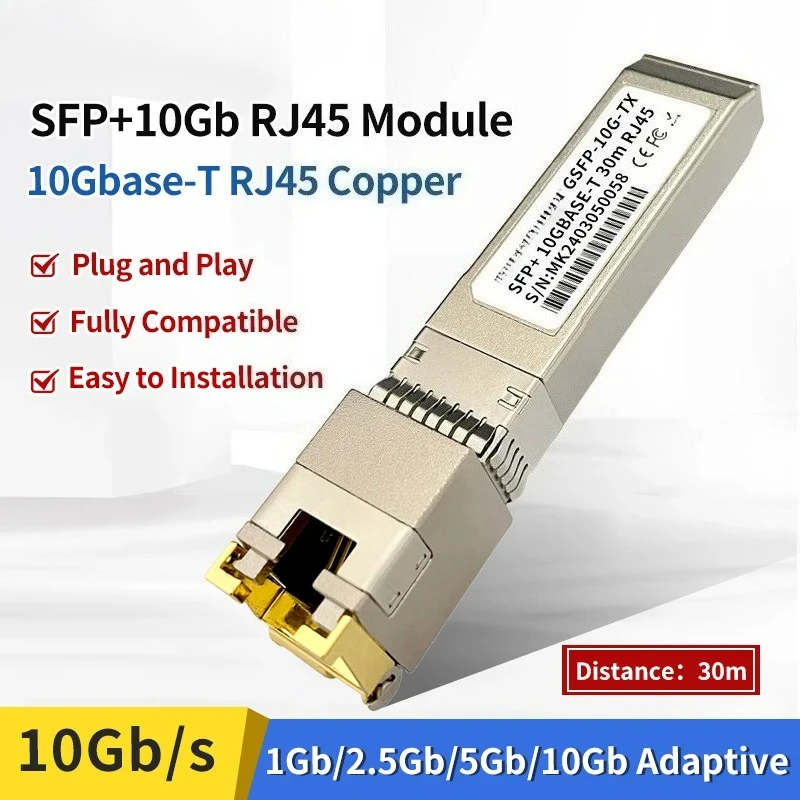 10G RJ45 SFP وحدة النحاس 10G/5G/2.5G RJ45 منفذ الإرسال والاستقبال 10GBase-T Mikrotik/TP-Link/Zyxel/Hasivo/AUSU موزع الألياف/التبديل #3