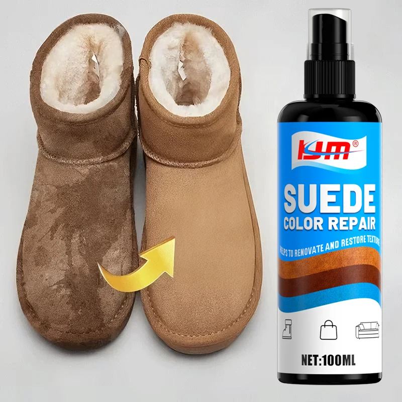 KJM 100ml Suede Color Repair Spray Instant Stain Remover And Renovator for Nubuck Shoes Boots Sneakers And Suede Bags