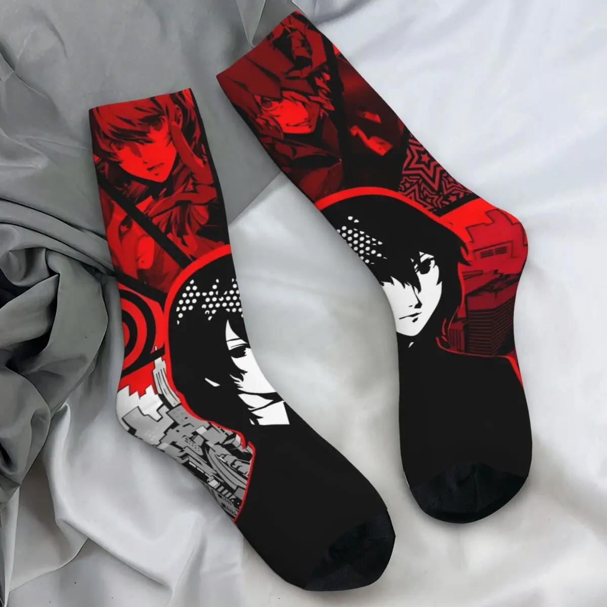 Couple Socks Many Faces Of Goro Akechi Anime Persona 5 Stockings Winter Trendy Warm Soft Socks Printed Cycling Anti Skid Socks