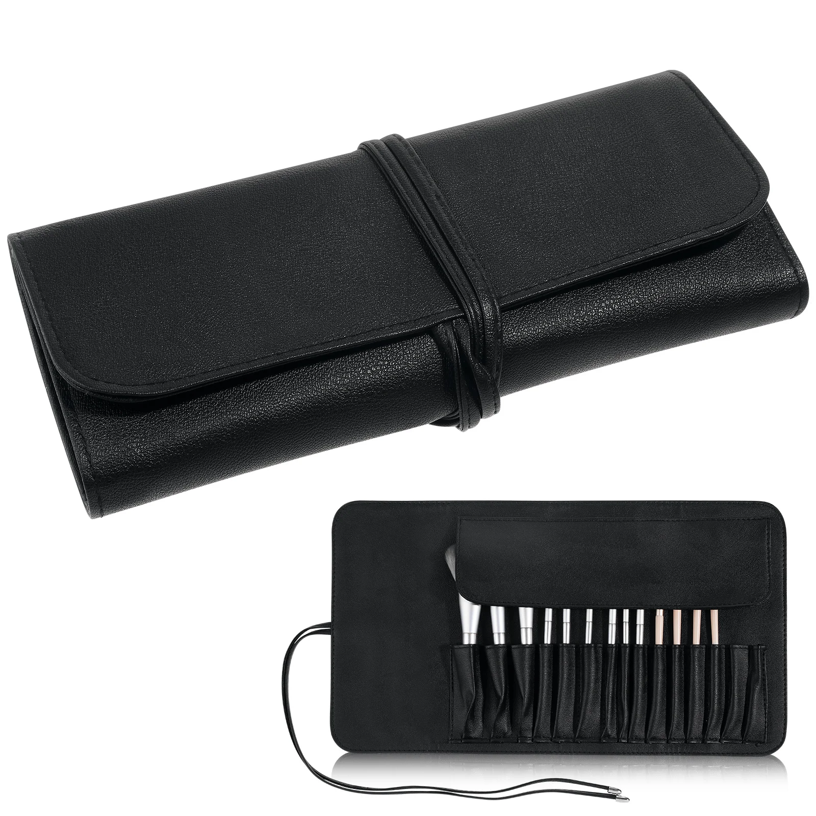 15Pcs Brush Bag PU Portable Lightweight Makeup Storage Case Travel Makeup Organizer Pouch Bag