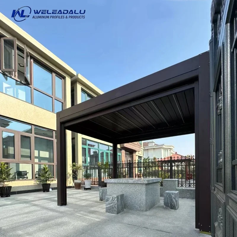 Modern Adjustable Motorized Louver Roof Heavy-duty Aluminium Waterproof Pergola Backyard Garden Easily Assembled Custom Made