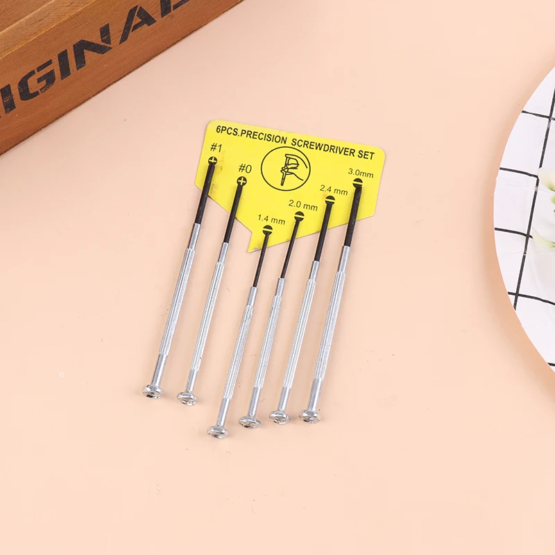 New 6Pcs Glasses Repair Screwdriver Set With Slotted Phillips Bits Tool Steel For Watch Glasses Screw Driver Repair Tools