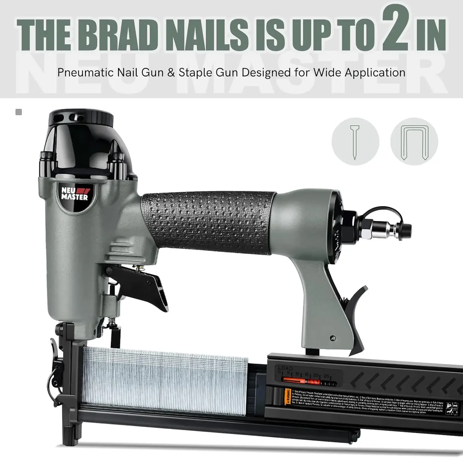 Pneumatic Brad Nailer 2 in 1 Nail Gun Staple Gun Fires 18 Gauge 2 Inch Brad Nails & Crown 1-5/8 Inch Staples