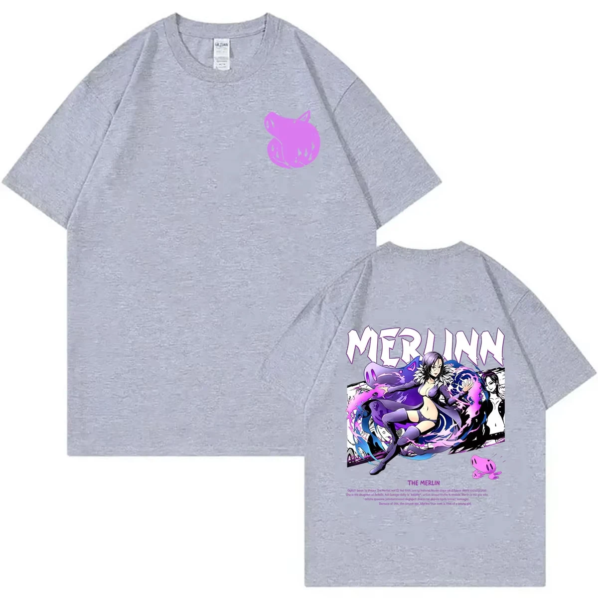 Summer Hot Sale Anime The Seven Deadly Sins Boar's Sin of Gluttony Merlin T-shirt Unisex Hip Hop Harajuku Gothic Round T-shirt - view 3