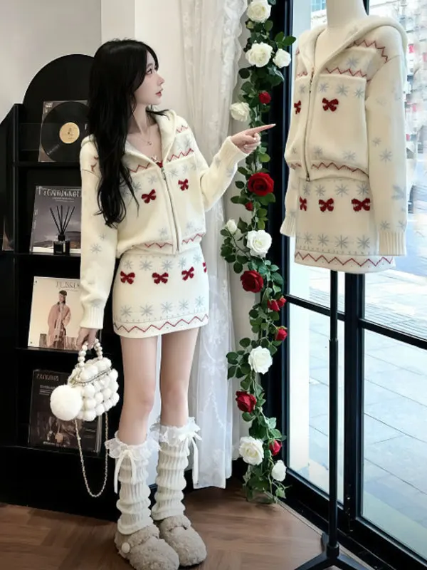 

Шикарная зимняя вязаная шапка, комплект из двух предметов, нежная юбка, длинная све, удобная посадка для свидания и универсального тела