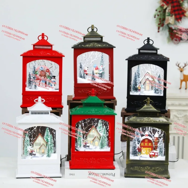 

New Christmas Snow Decoration Hanging Light Christmas Snow LED Rotating Light Music Snow Retro Flat Wind Light