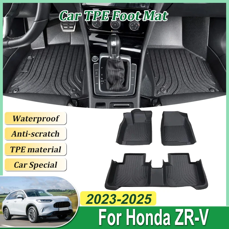

For Honda ZR V ZR-V 2023 2024 2025 Car LHD TPE Foot Mat Leather Panel Liner Carpets Custom Rug Interior Full Tappeto Accessories
