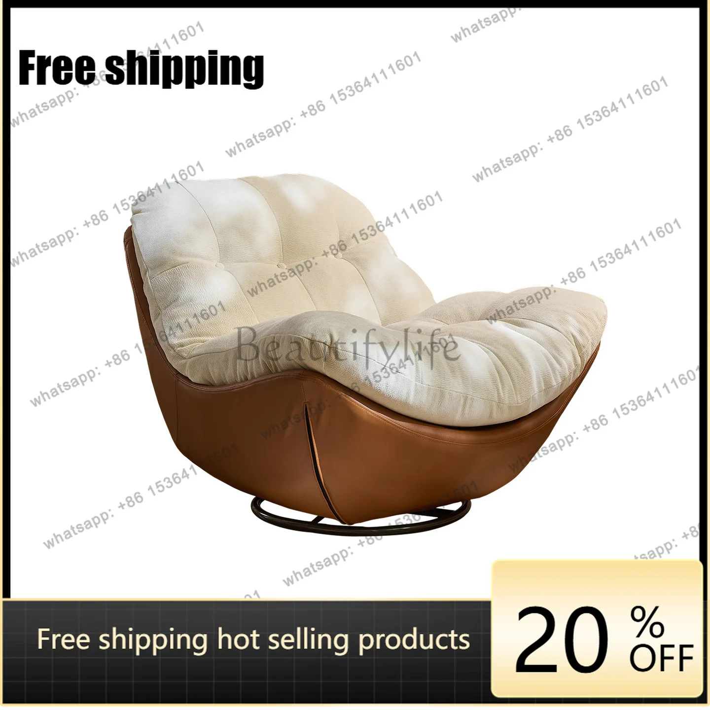 PJ medieval rotating single sofa chair living room balcony home