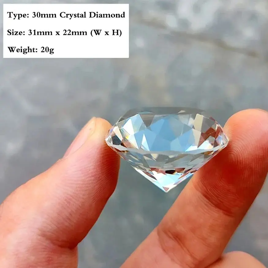 30mm Clear Crystal Diamond Shape Paperweight Gem Office Desktop Display Wedding Birthday Christmas Gift Ornament