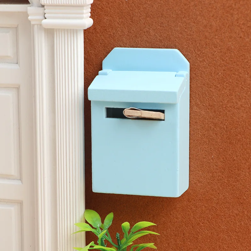1:12 Miniature Furniture Scene Model Doll House Accessories Wooden Colored Flip-top Mailbox Creative Dollhouse Ornament Toys