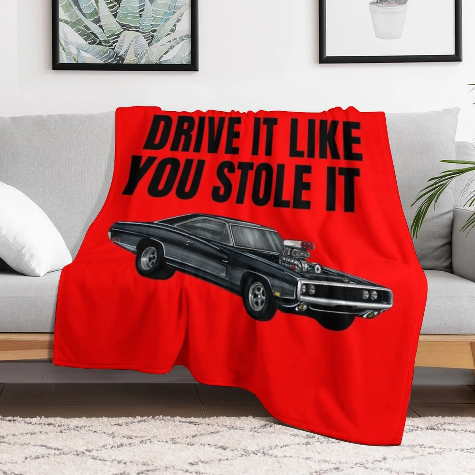 Drive it like you stole it { fast and furious Dom's Charger } Throw Blanket Loose Picnic Blankets