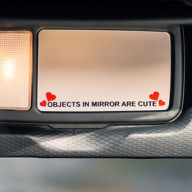 Objects In Mirror Are Cute Heart Stickers 4PCS Vinyl Decals Waterproof Car Mirror Truck SUV Motorcycle Helmet Decor