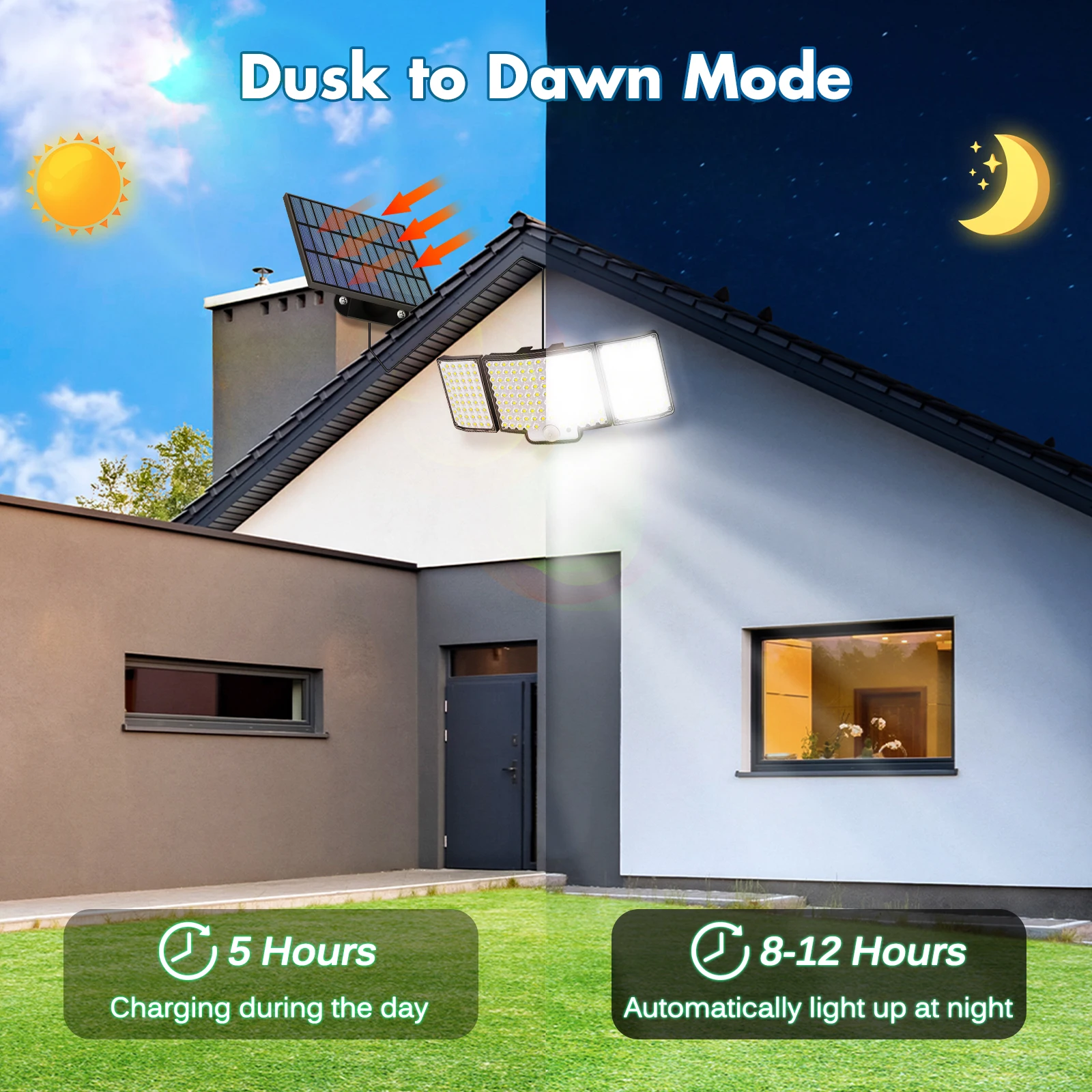 Solar Wall Lamp with Sensor Outdoor 280LED Sensor Floodlight with Remote Control Street Lantern Outdoor Lighting Street Garden