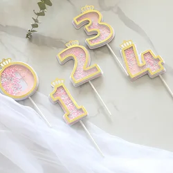 New Sequins Digital Candle Birthday Number Cake Candle 0 1 2 3 4 5 6 7 8 9 Cake Topper Girls Boys Baby Party Supplies Decoration