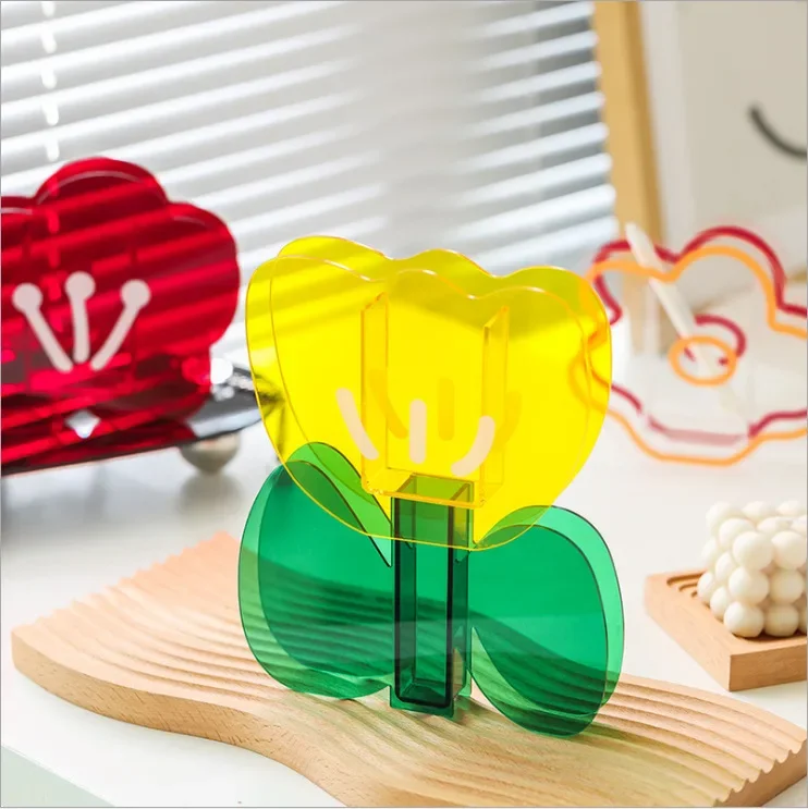 Rainbow Color Acrylic Vases Floral Container Decorative Shop Design Wedding Party Home Office Decoration