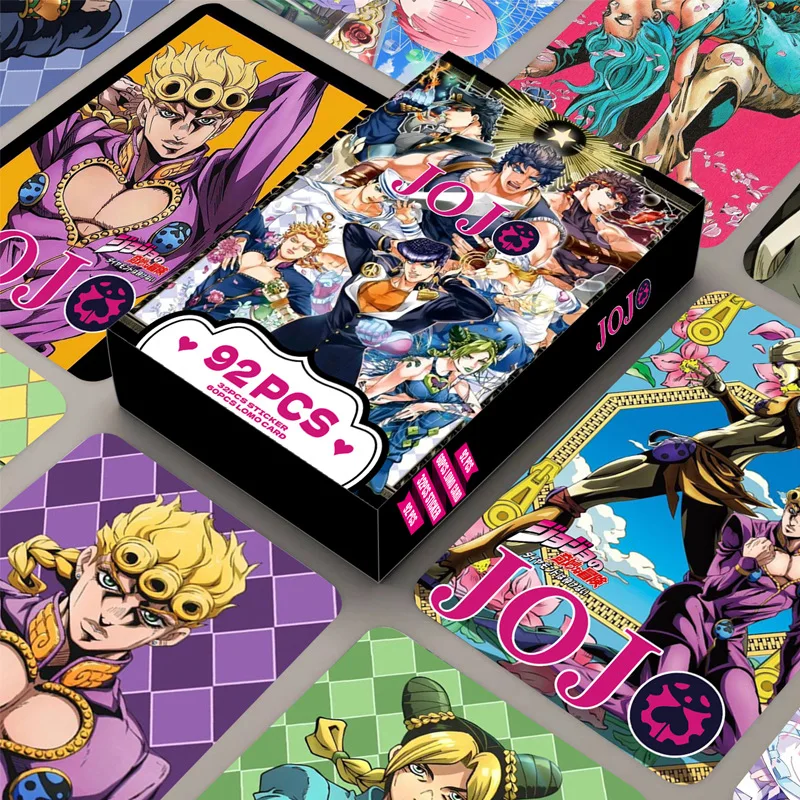 92 pièces/ensemble Anime JoJo's Bizarre Adventure Lomo carte Double face Hd couleur impression photo Collection carte cadeaux autocollants jouets