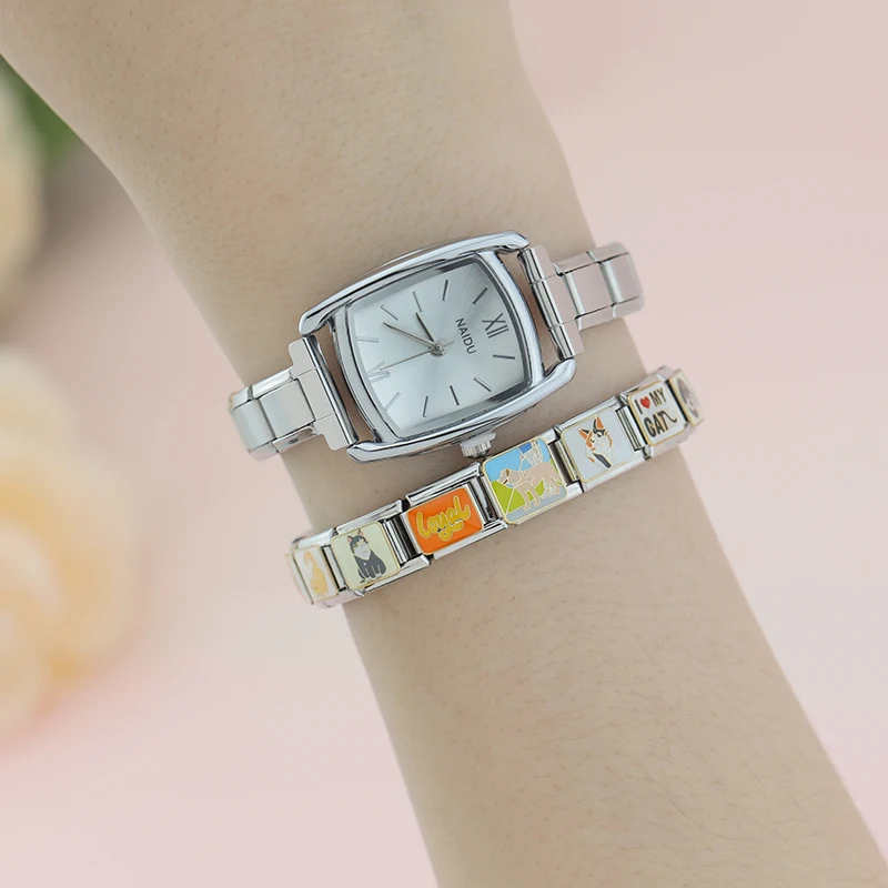 Hapiship Fashion Wholesale Women's Stainless Steel Rectangle Watch Bracelet for Party Friend Wife Birthday DIY Jewelry Gift G007